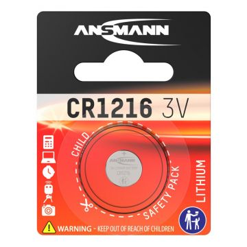 Ansmann batterij lithium knoopcel CR1216 / 3V - verpakking per 1 stuk (1516-0007)