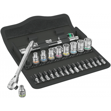 Wera dopsleutelset metrisch 8100 SA 8 zyklop metalen ratelset 1/4" met omschakelpal - 28-delig (05004018001)