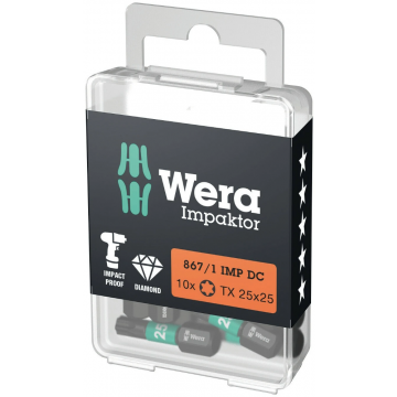 Wera bit impact torx TX25 25mm 1/4" - set van 10 stuks (05057625001)