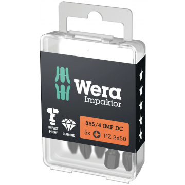 Wera bit impact pozidrive PZ2 50mm 1/4" - set van 5 stuks (05057661001)