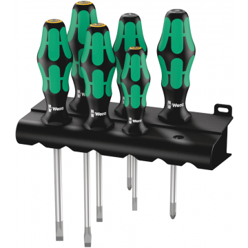 Wera schroevendraaierset 334/355/6 kraftform plus lasertip met houder - 6-delig (05105656001)