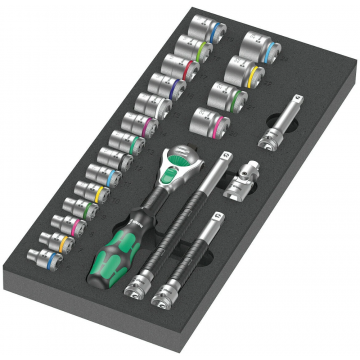 Wera schuimrubberen inzetstuk met 8000 B Zyklop ratel 3/8" set 1 - 23‑delig (05150111001)