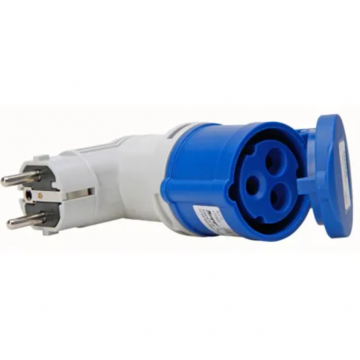 Kopp CEE-koppelcontactstop verloopstekker haaks 3-polig 230V 6H 16A + deksel naar stopcontact - blauw (147509459)