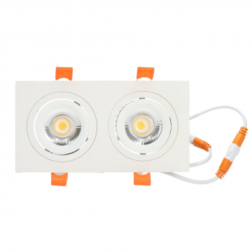 LED Republic waterdichte inbouwspot vierkant wit 2x 5W 900lm DTW zaagmaat 2xØ75mm - 175mm x 93mm 2-voudig IP65 (8785278182963)