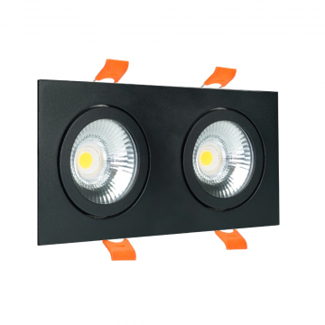 LED Republic waterdichte inbouwspot vierkant zwart 2x 5W 900lm DTW zaagmaat 2xØ75mm - 175mm x 93mm 2-voudig IP65 (8785278182970)