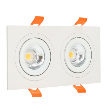 LED Republic waterdichte inbouwspot vierkant wit 2x 5W 900lm 2700K zaagmaat 2xØ75mm - 175mm x 93mm 2-voudig IP65 (8785278182987)