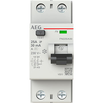 AEG aardlekschakelaar 2-polig 25A 30mA type A ( FN225/A30)