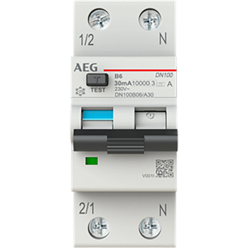 AEG aardlekautomaat 1-polig+nul 6A B-Kar 30mA (DN100B06/A30)