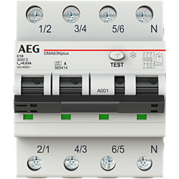 ABB Componenten aardlekautomaat 3polig+nul 10A C-kar 30mA (DMA63N C10/030)