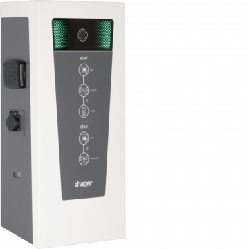 Hager Witty Park 2-voudig laadstation type 2 32A (2x22kW) OCPP met RFID en MID-meter - wit (XEV653C)