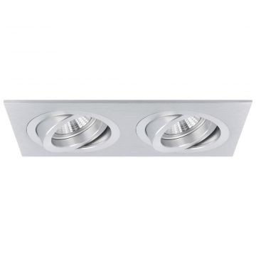 Yphix inbouwspot vierkant kantelbaar aluminium GU10 zaagmaat 2xØ80mm - afmeting 175mm x 93mm 2-voudig (50117202)