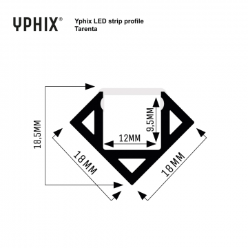 Yphix LED strip profiel Tarenta wit hoek met melkwitte afdekkap - 1 meter (50289472)