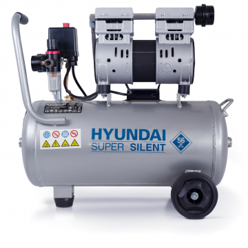 Hyundai stille compressor 30L 124L/min 750W tot 8 bar 55dB(A) Super Silent (55754)