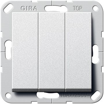 Gira Wipdrukcontact BS 3voudig maakcontact - 55 system aluminium (284426)