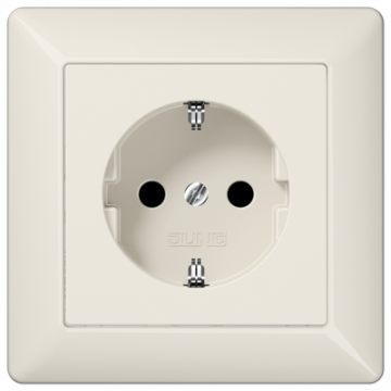 JUNG AS500 wandcontactdoos met beschermingscontact + afdekraam crèmewit (AS1520NKI)