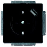 Busch-Jaeger stopcontact met USB zwart mat